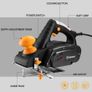 Electric Hand Planer,900W 16000RPM,Wood Cutting Power Tools with 3mm Adjustable Cut Depth Image 2