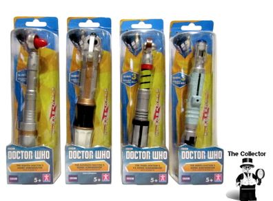Doctor Who Lot Of Four Rare Sonic Screwdrivers 3rd 8th 9th And 11th Doctor Who Sonic Screwdriver Character Options Toys