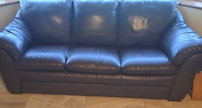 3 and 2 seater brown leather sofa