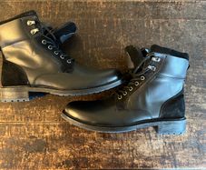 Colchester Black Leather & Suede Lace-Up Boots