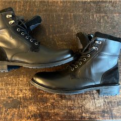 Colchester Black Leather & Suede Lace-Up Boots