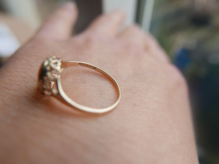 Vintage 9c Yellow Gold 375 Framed Cameo Ring 1,1g