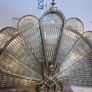 Vintage Brass Fireplace Screen Fan Gargoyle Peacock Griffin Image 8