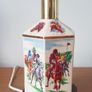 Vintage "Pointers of London & Edinburgh" porcelain  table lamp with wooden base and horse racing theme  height 30cm Image 6