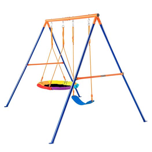 Swing Sets for Backyard 1 Saucer 1 Belt Swing Seat A-Frame Metal Stand