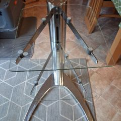 glass and chrome stand