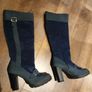 Velour leather knee high boots size 40 Image 4