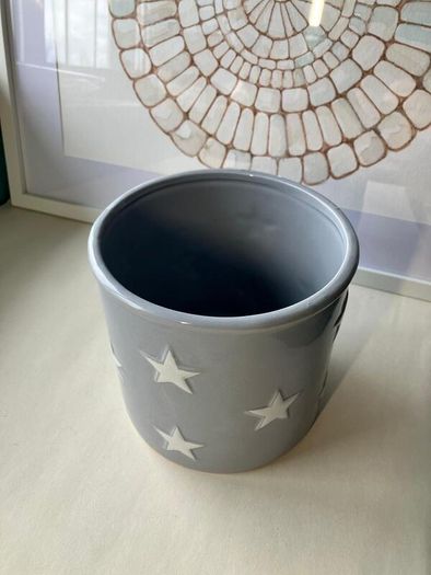 Ceramic Plant Pot with white Stars