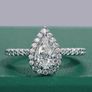 1.25 CT 925 silver Pear Moissanite Wedding Ring Halo With Accent Engagement Ring. Image 3