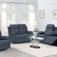 New Beige & Slate Grey Fabric Recliner Sofa Set