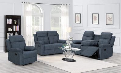 New Beige & Slate Grey Fabric Recliner Sofa Set