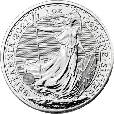 2021 UK 2 Pounds Britannia 1 Oz Silver Bullion Coin. (In Capsule)