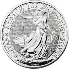 2021 UK 2 Pounds Britannia 1 Oz Silver Bullion Coin. (In Capsule)