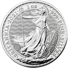 2021 UK 2 Pounds Britannia 1 Oz Silver Bullion Coin. (In Capsule)