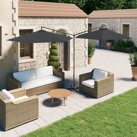 Double Parasol with Steel Pole Anthracite 600 cm