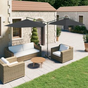 Double Parasol with Steel Pole Anthracite 600 cm