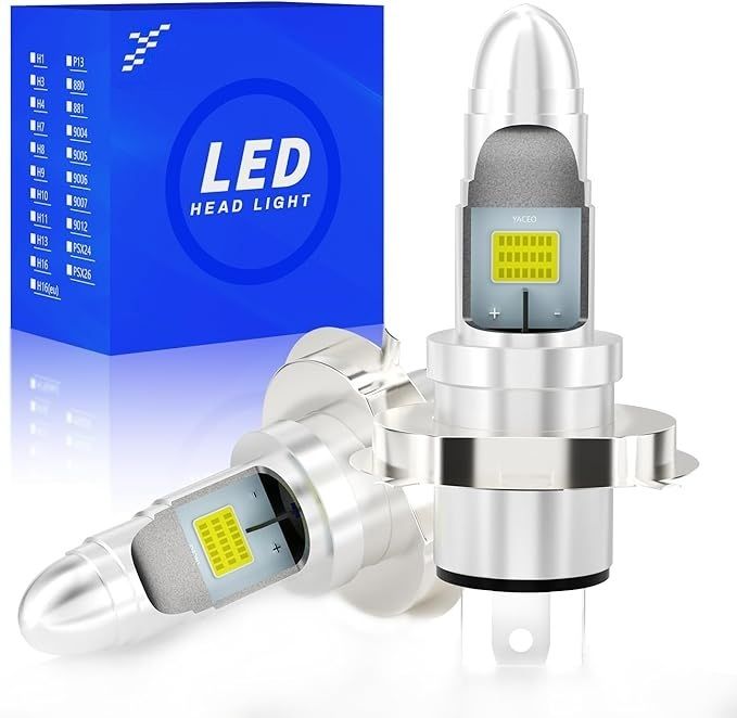 HS1 LED Bulbs H4 9003 Motorcycle Headlight Bulbs High Low Beam COB 10W 1000 Lumens DC 9-80V Replacement for 35/35W HS1 Halogen Bulbs