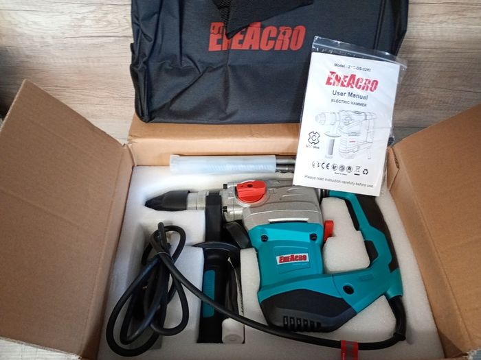ENEACRO SDS-Plus Hammer Drill, 1500 W 6 Joule Demolition Hammer 6 Variable Speed 0-920 rpm with 4 Functions, Anti-Vibration Handle
