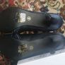 Navy Satin Court Shoes with Diamante. Image 9