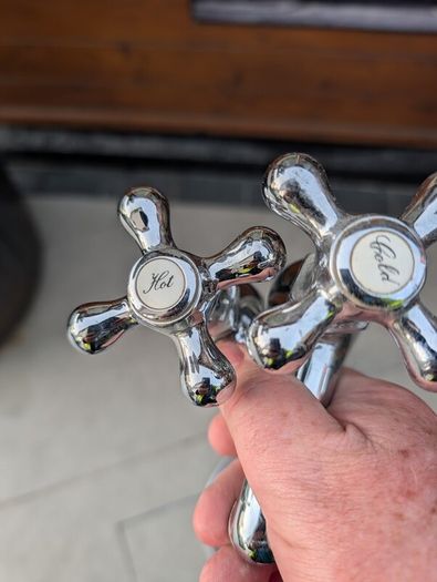 Victorian Style bath shower mixer taps and matching sink taps