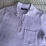 Dunnes Lilac Purple Fine Knit Ribbed Polo Shirt Top - Size M Image 3