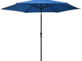 Outdoor Parasol with LED Lights and Steel Pole 300 cm Azure
