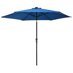Outdoor Parasol with LED Lights and Steel Pole 300 cm Azure