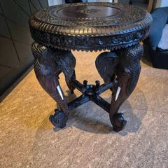 late 19th- to early 20th-century Anglo-Indian carved hardwood elephant occasional table , recently restored and in perfect condition