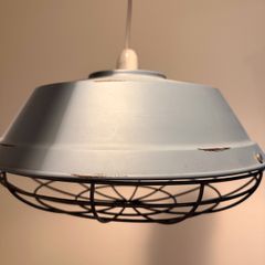 Super cool Industrial-style caged distressed blue ceiling light