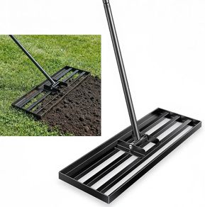 Lawn Leveling Rake Level Your Lawn 3X Faster, Perfect Weight Balance, Heavy Duty Gardening Tools with Adjustable Handle, Not Too Heavy, Not Too Small,Easy Soil & Sand Spreading for Garden Yard Golf