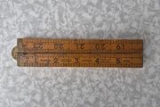 Antique 24 2FT Wood &amp; Brass Pocket Ruler No. 25P