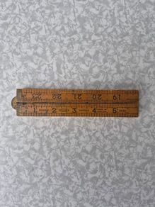 Antique 24 2FT Wood & Brass Pocket Ruler No. 25P