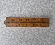 Antique 24 2FT Wood & Brass Pocket Ruler No. 25P