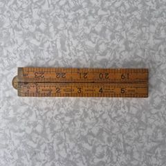 Antique 24 2FT Wood & Brass Pocket Ruler No. 25P