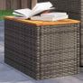 Garden Side Tables Set of 2 Poly Rattan Wood Top Outdoor Tables Image 5