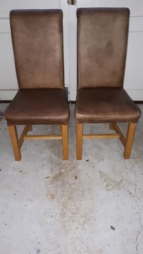 Brown Leather Chairs x 2