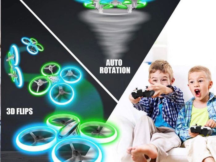 Drones for Kids,RC Drone with Altitude Hold and Headless Mode,Quadcopter with Blue & Green Lights,Propellers Full Protect and Double Batteries,Easy to fly Gift Toy for Boys and Girls (FREE POSTAGE)