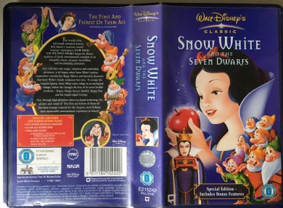 Snow White And The Seven Dwarfs (Walt Disney) [1937] Disney Box Irish Label Edition (VHS Animated Movie)