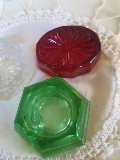 3 Mini Cut Glass Cruets