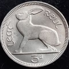 Ireland - 1966 - Irish 3d - 3 Pence - Hare - KM.12a - UNC - [2697]