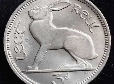 Ireland - 1966 - Irish 3d - 3 Pence - Hare - KM.12a - UNC - [2697]