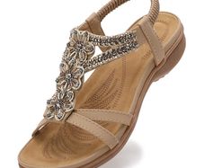 Brand New Women's Bohemian Flat Beach Sandals Casual - Beige