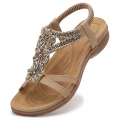 Brand New Women's Bohemian Flat Beach Sandals Casual - Beige