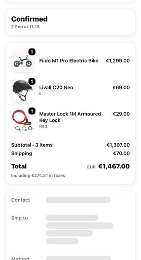 Fiido M1 Pro folding e-bike - like new