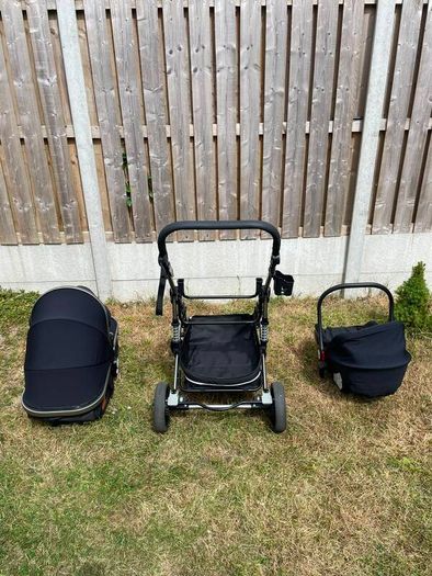 Magic ZC 3 in 1 Pushchair Pram Travel System, Baby Stroller 3 in 1 with Reversible Two Pushing Modes, Newborn Infant Carriage One-Click Folding, Toddler Buggy Aluminum Frame (739 Black)