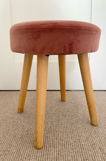 Pink Velour Foot Stool