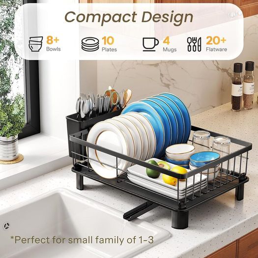 SNTD Dish Drying Rack for Small Kitchen Counter 11 x 15 inch Black - Brand New
