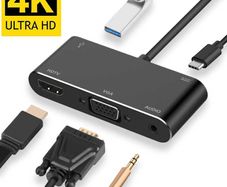 Usb-c To Hdmi/vga/audio/usb 3.0 With Pd Charger Adapter