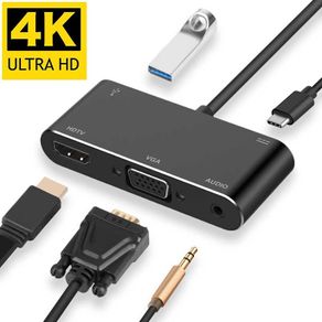 Brand New Usb-c To Hdmi/vga/audio/usb 3.0 With Pd Charger Adapter.
