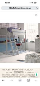 Little Folks Wooden High Sleeper Bed in Farmleigh Grey